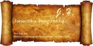 Janecska Henrietta névjegykártya